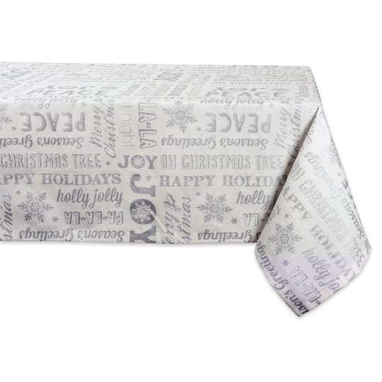 DII&#xAE; Silver Christmas Collage Tablecloth